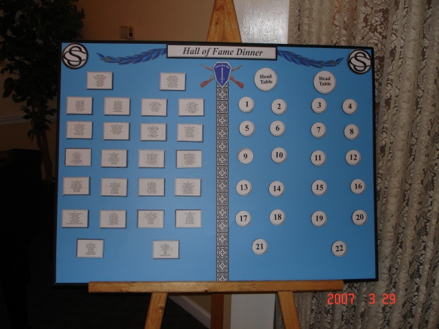 Seating Chart for the OCS Hall of Fame Induction dinner.