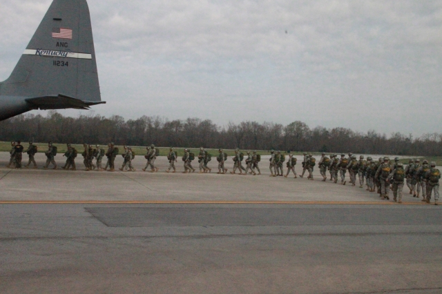 Lawson Airfield- Chuted Up, Boarding C-130 aircraft for 5th & final jump